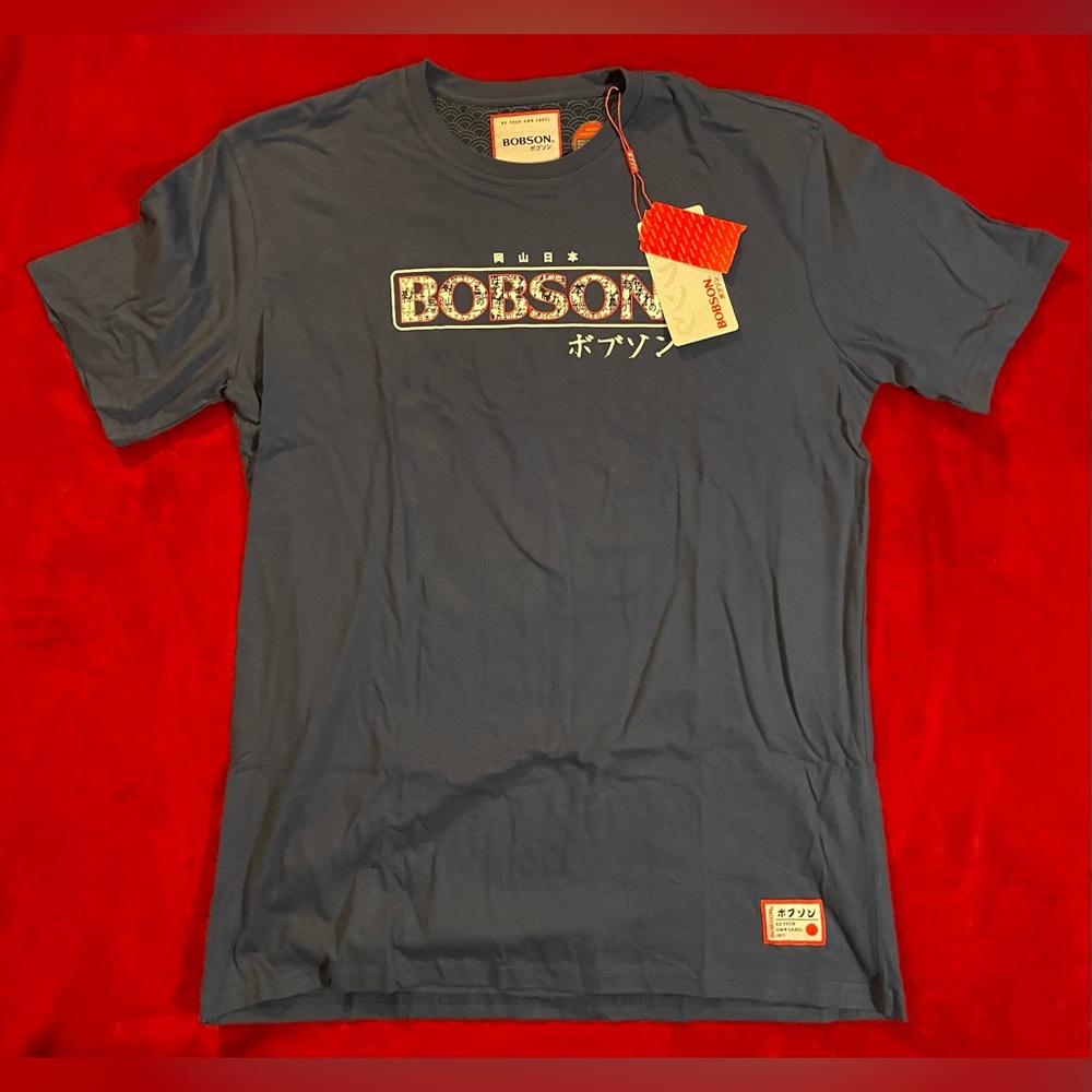 NWT Bobson Men's Short Sleeve "Bobson" Logo Blue Regular Fit T-Shirt Size: XL